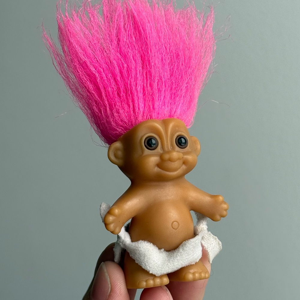 Vintage Pink Haired Baby Troll Doll 2.5” Russ Berrie Toys